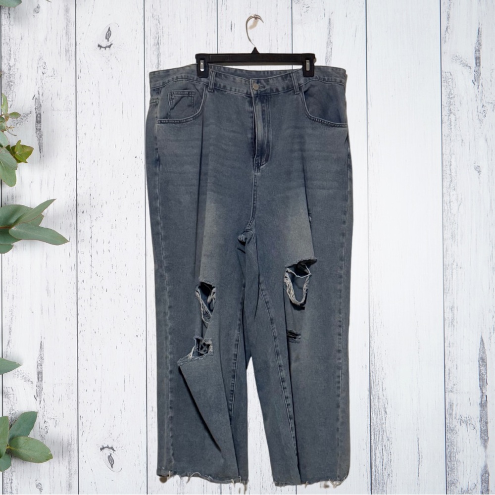 Cider Distressed Wide Leg Jeans
